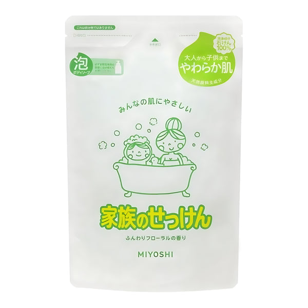 MIYOSHI SOAP Kazoku no Sekken Foaming Body Soap Refill Gentle Floral 550ml
