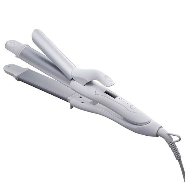 SALONIA 2-Way Straight & Curl Hair Iron 32mm Silver White