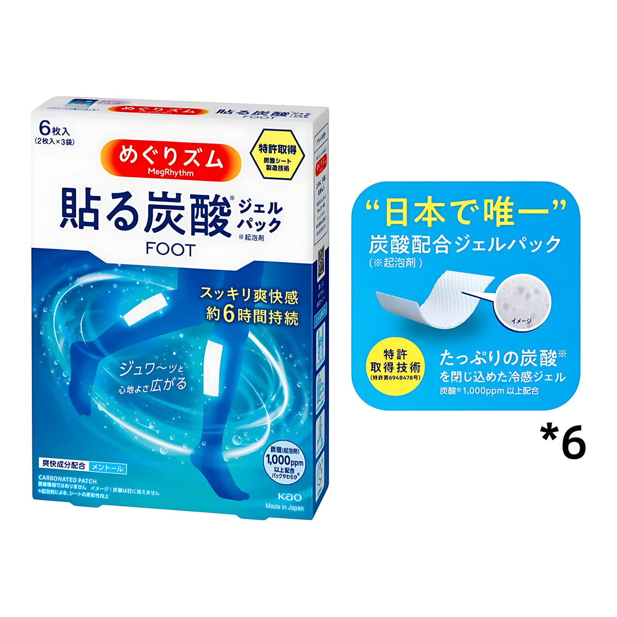 Kao Megrhythm Carbonated Gel Pack for Feet Adhesive Type