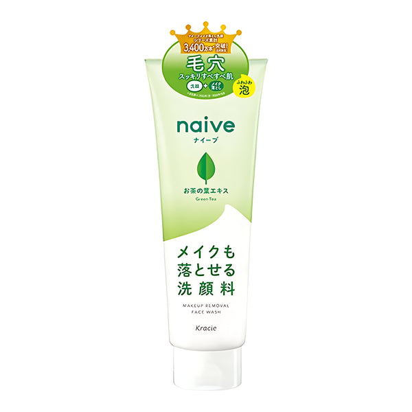 Kracie naive Makeup Remover Facial Wash Foam (Green Tea Leaf Extract), 200g
