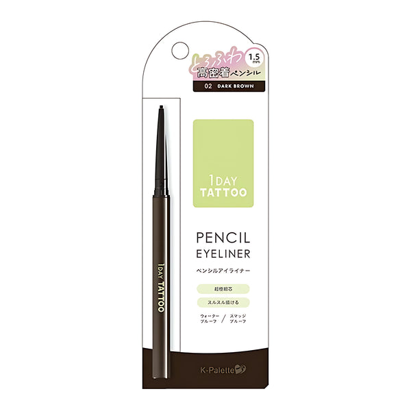 K-Palette 1DAY TATTOO Pencil Eyeliner 02 Dark Brown