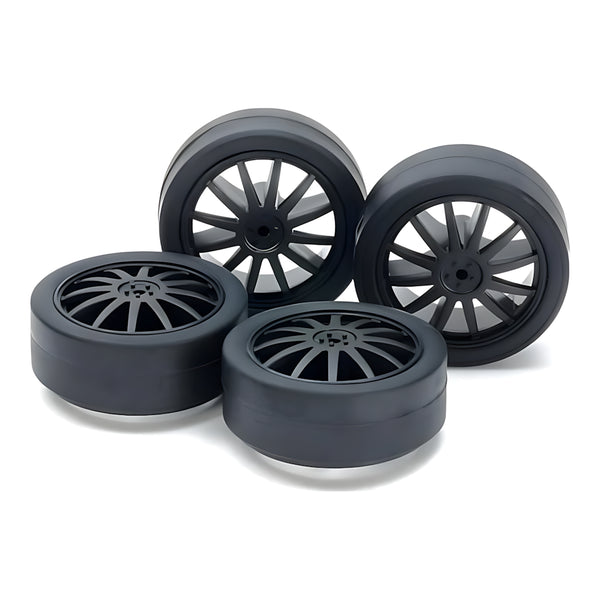 TAMIYA Low-Friction Small Diameter Low-Profile Tires (26mm) & Carbon Reinforced Wheels