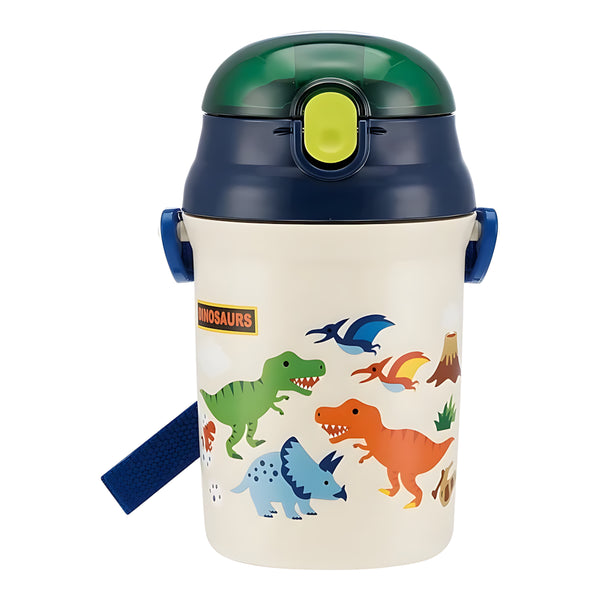 Skater Push-Open Silicone Straw Bottle Dinosaur