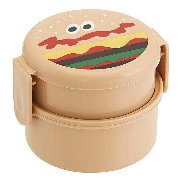 Skater Round 2-Tier Lunch Box With Mini Fork BURGER CONX