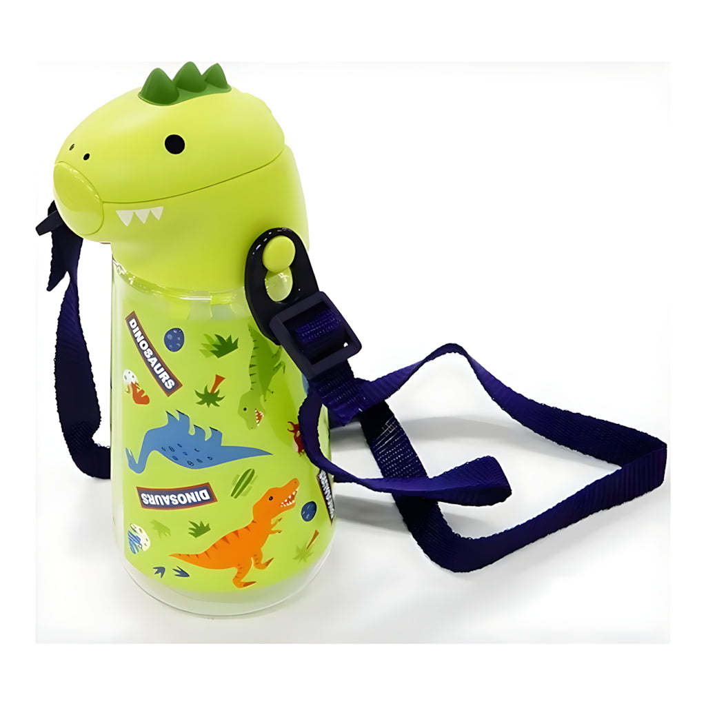 Skater Die-Cut Straw Water Bottle For Kids Dinosaurus