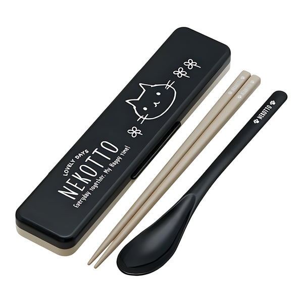 Skater Antibacterial Chopsticks & Spoon Combo Set Nekotto