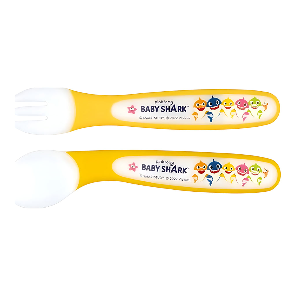 Skater Baby Spoon and Fork Set Baby Shark Yellow
