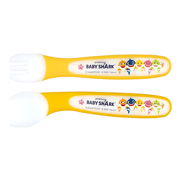 Skater Baby Spoon and Fork Set Baby Shark Yellow