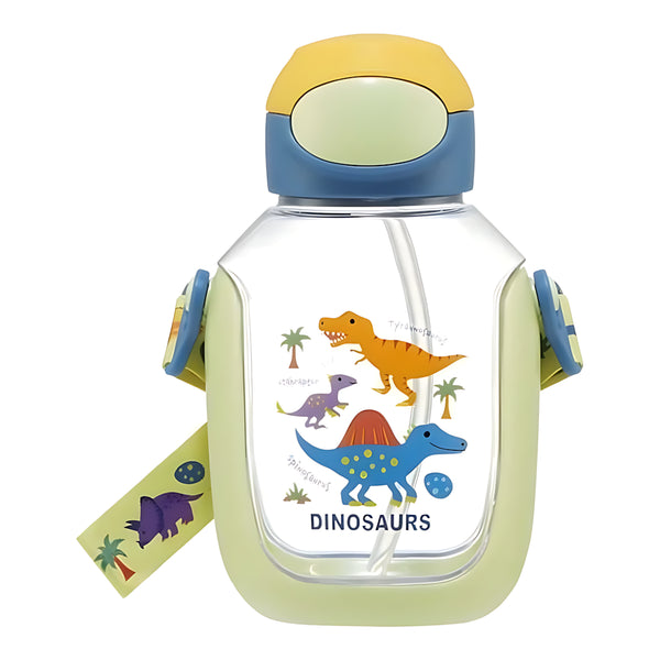 Skater One-Push Straw Bottle Clear Dinosaur Picture