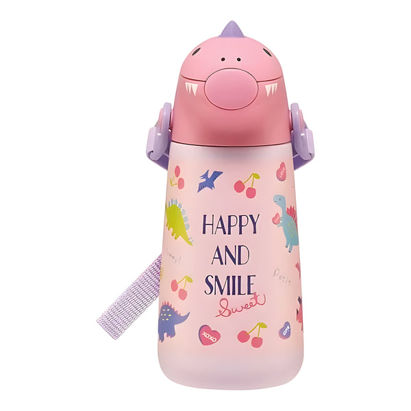 Skater Diecut Straw Stainless Steel Bottle Happy & Smile