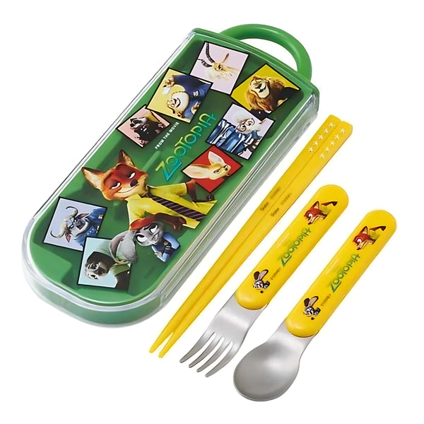 SKATER Zootopia Judy & Nick Dishwasher-Safe Slide Trio Utensil Set