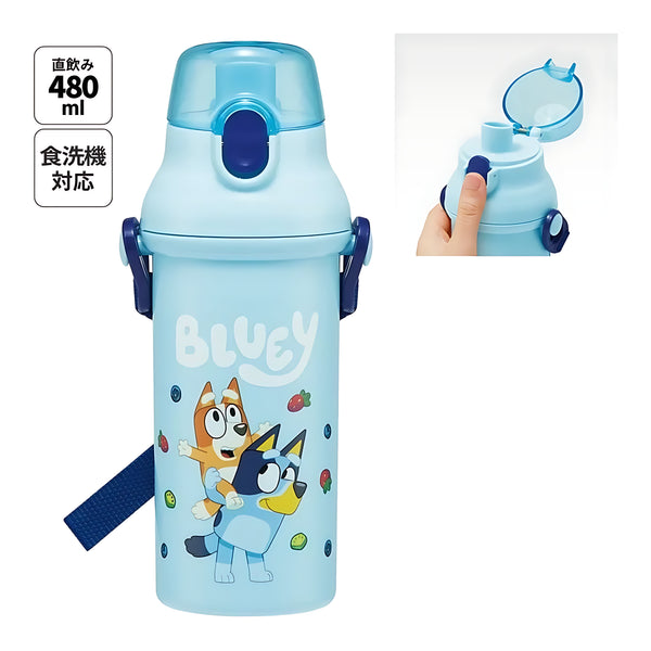 Skater Bluey Dishwasher-Safe Plastic One-Touch Direct-Drinking Bottle