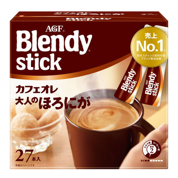 AGF Blendy Stick Cafe au Lait Bitter Instant Coffee, 27 Sticks