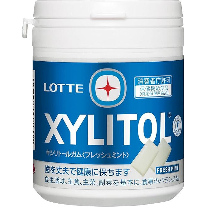 Lotte Xylitol Gum Fresh Mint Family Bottle, 133g (Sugar-Free Dental Gum)