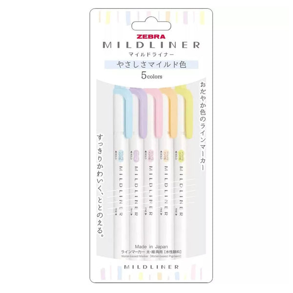 ZEBRA Mildliner Double-Sided Highlighter Calm Mild 5-Color Set