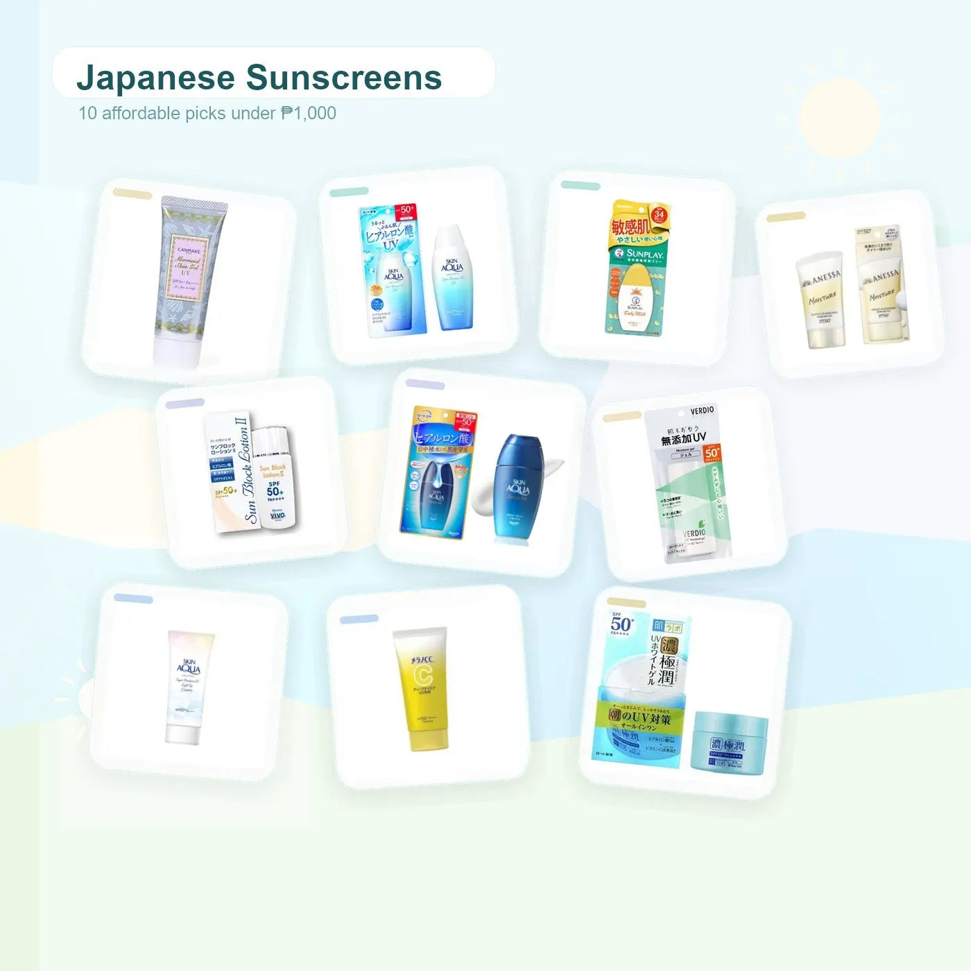 ALL Under ₱1,000! Affordable Japanese Sunscreens Top 10 Picks