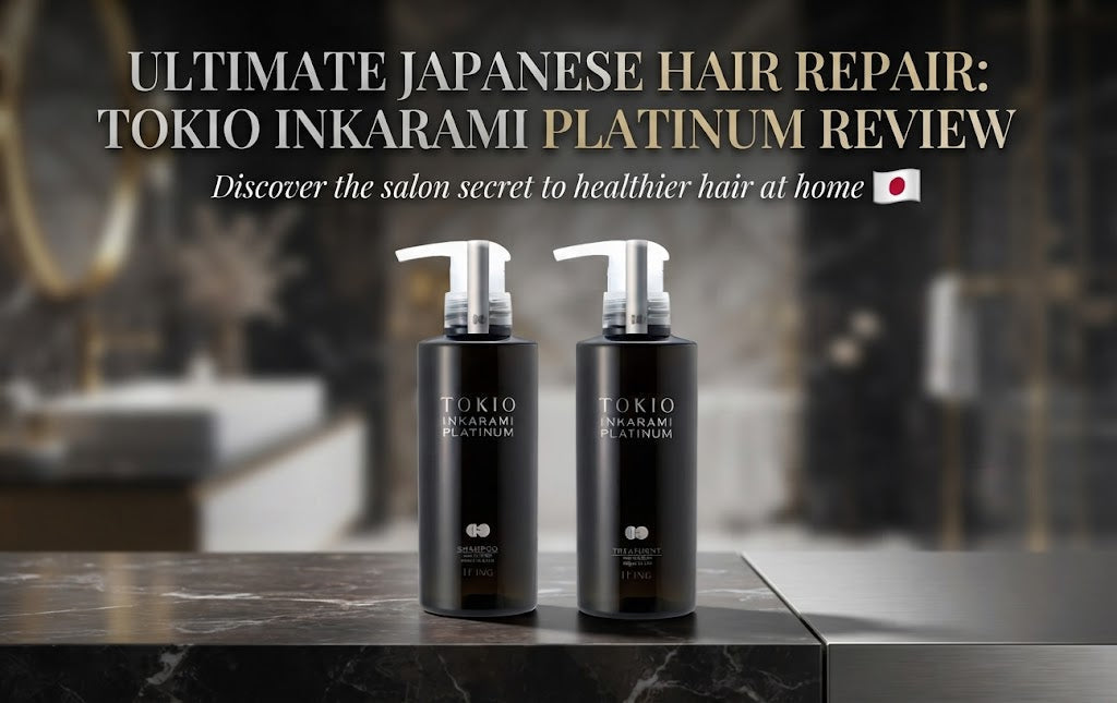 TOKIO IE Inkarami Premium Shampoo and Premium Treatment bottles side by side