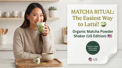 Kagura organic matcha powder and YOSHiMURA matcha shakers in four colors featured in a Smikie Japan roundup