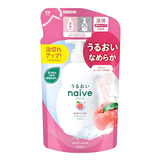 KRACIE Naive Body Soap Peach Leaf Refill Peach Scent