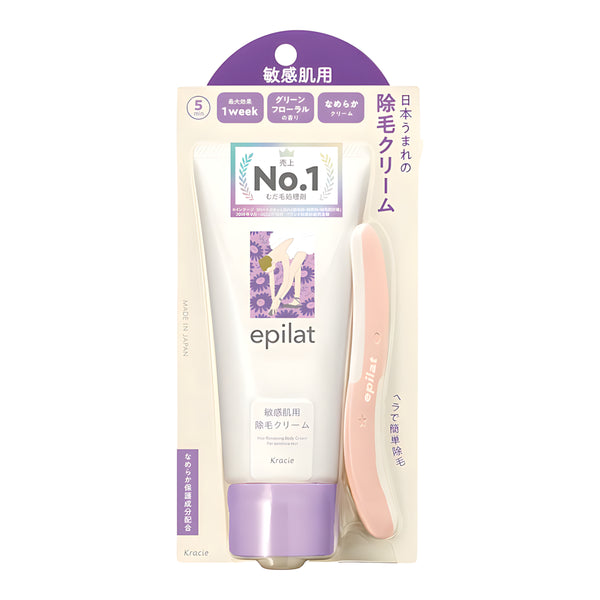 KRACIE EPILAT Hair Removal Cream for Sensitive Skin Green Floral
