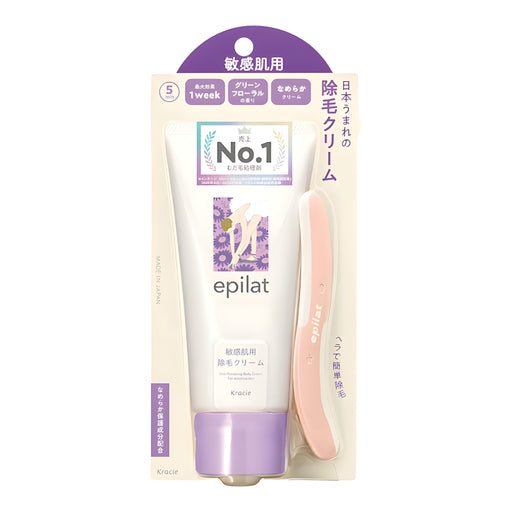 KRACIE EPILAT Hair Removal Cream for Sensitive Skin Green Floral