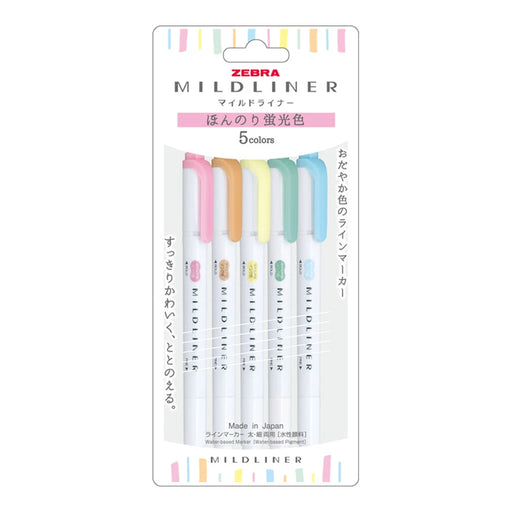ZEBRA Mildliner Double-Sided Highlighter Soft Fluorescent 5-Color Set ZEBRA
