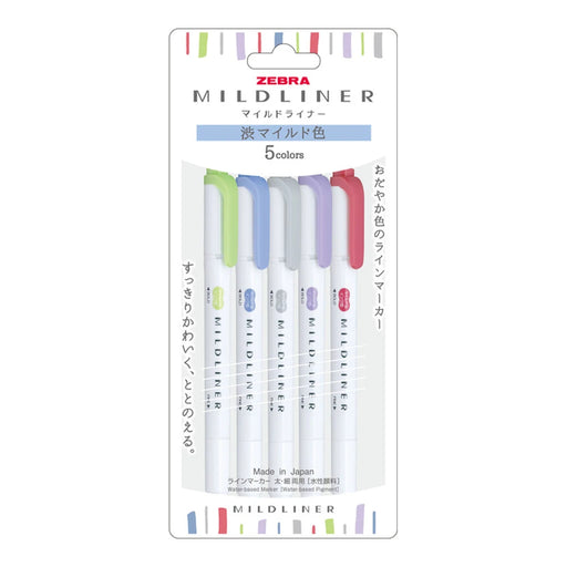 ZEBRA Mildliner Double-Sided Highlighter Refined Mild 5-Color Set ZEBRA