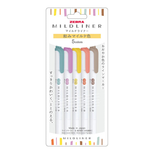 ZEBRA Mildliner Double-Sided Highlighter Soothing Mild 5-Color Set ZEBRA