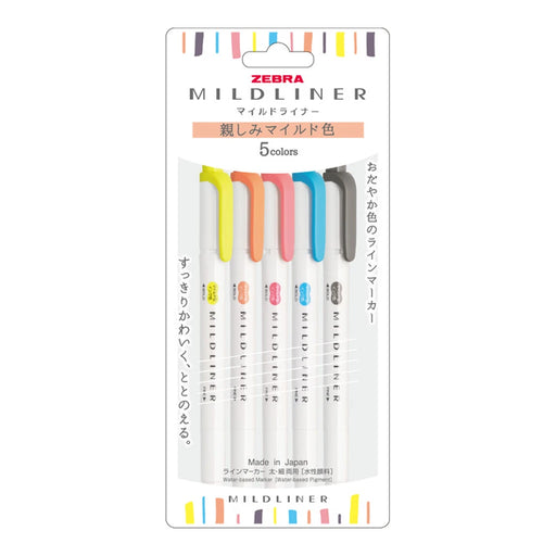 ZEBRA Mildliner Double-Sided Highlighter Friendly Mild 5-Color Set ZEBRA