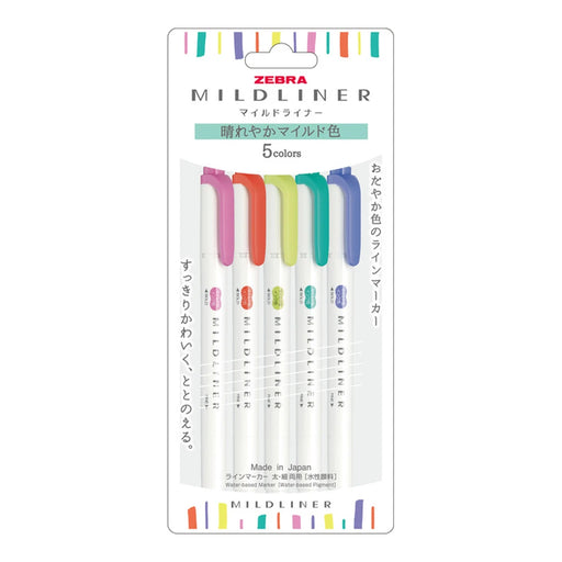 ZEBRA Mildliner Double-Sided Highlighter Cheerful Mild 5-Color Set ZEBRA