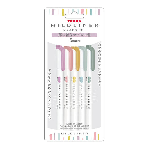 ZEBRA Mildliner Double-Sided Highlighter Calm Mild 5-Color Set ZEBRA