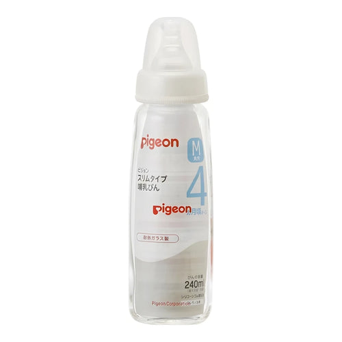Pigeon Slim-Neck Heat-Resistant Glass Baby Bottle 240ml (4+ Months)