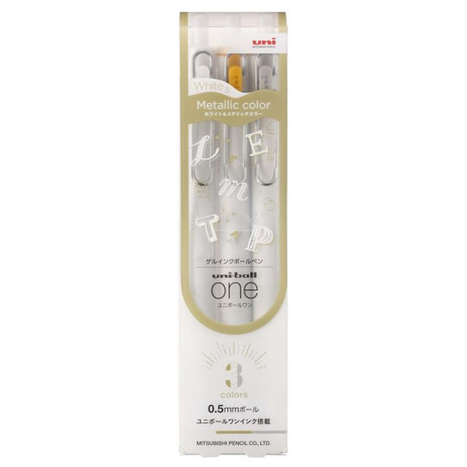 uni uni-ball One Creative Color Gel Pen 0.5mm White Gold Silver 3 Color Set MITSUBISHI PENCIL