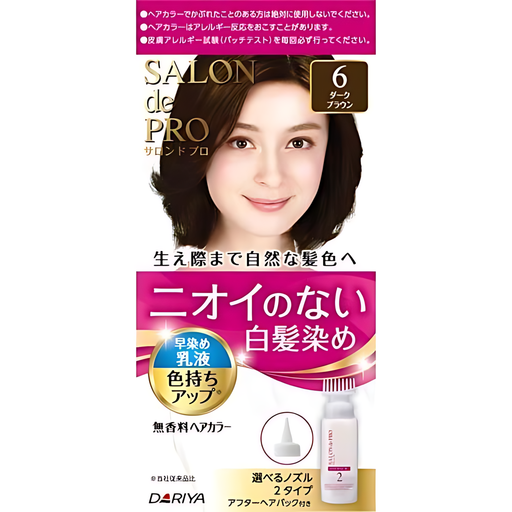 Salon de Pro Fragrance-Free Quick-Dye Hair Color Milk for Gray Hair 6 Dark Brown DARIYA