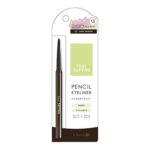 K-Palette 1DAY TATTOO Pencil Eyeliner 02 Dark Brown