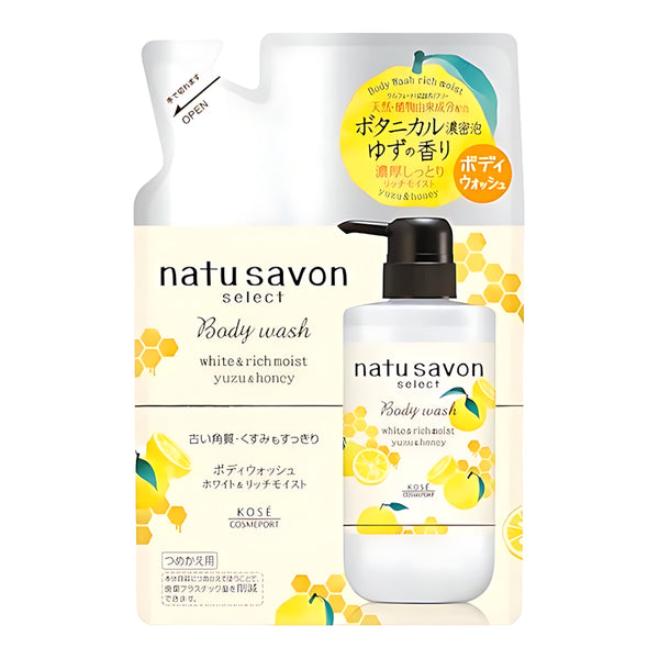 KOSE SOFTYMO Natusavon Select White Body Wash Rich Moist Yuzu & Honey Refill