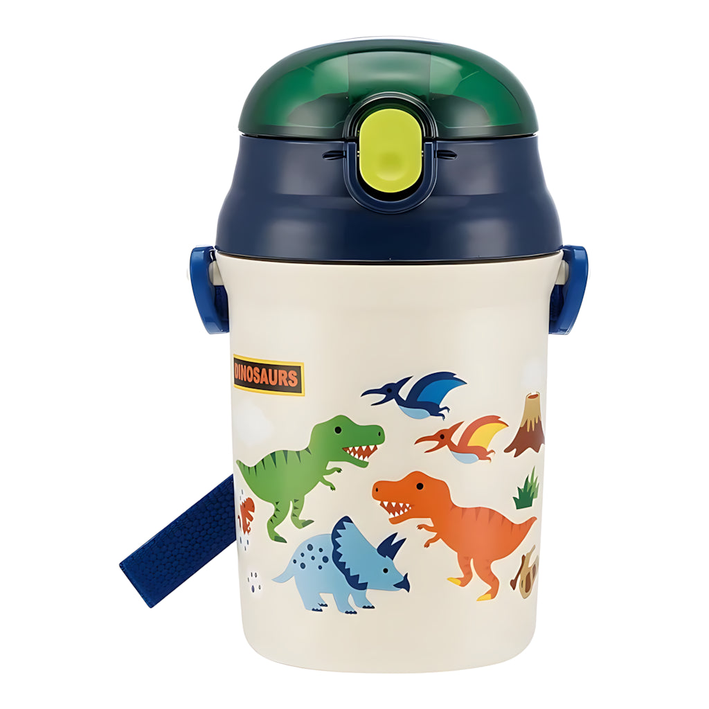 Skater Push-Open Silicone Straw Bottle Dinosaur