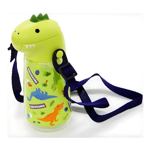 Skater Die-Cut Straw Water Bottle For Kids Dinosaurus