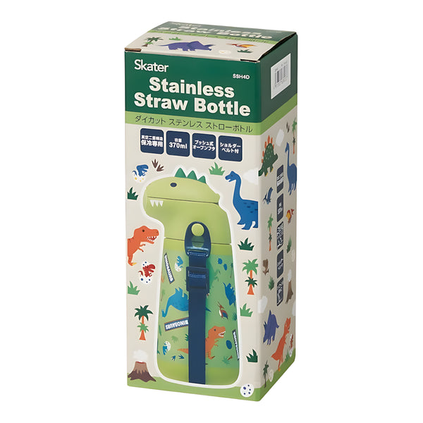 Skater Die-Cut Stainless Steel Straw Bottle Dinosaurus