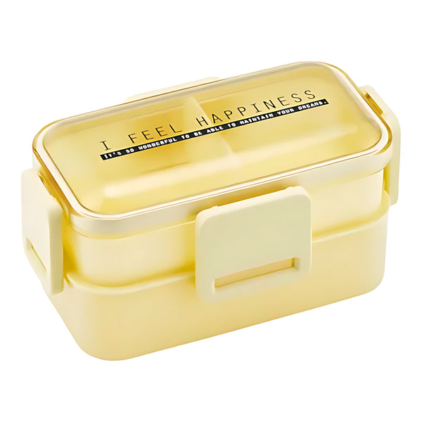 Skater Antibacterial 2-Tier Dome-Lid Bento Box See-Through Lemon