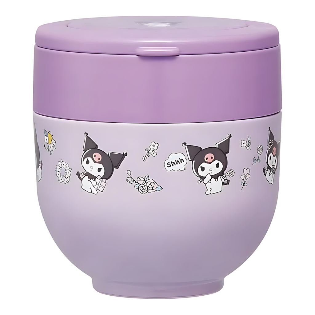 Skater Insulated Food Jar Folding Handle Kuromi Flower Retro