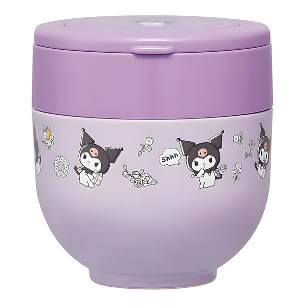 Skater Insulated Food Jar Folding Handle Kuromi Flower Retro