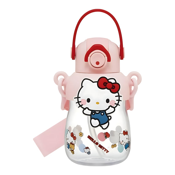 Skater Beloved Days Straw Water Bottle with Rubber Mascot Hello Kitty