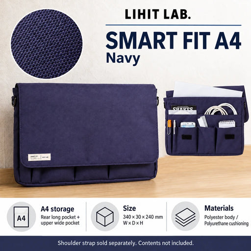 LIHIT LAB Smart Fit Carrying Pouch A4 Navy — Product details