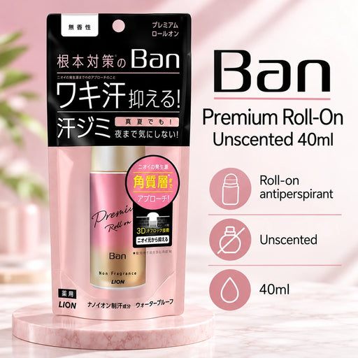 Ban Premium Roll-On Unscented 40ml — Product details