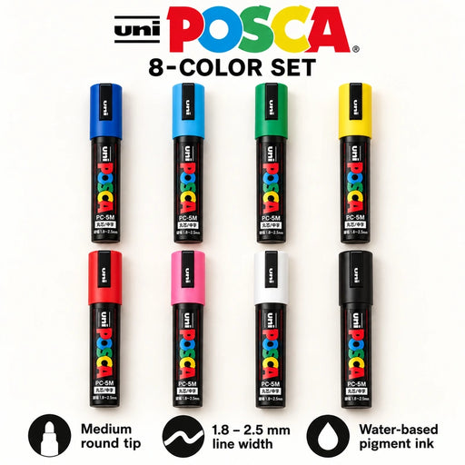 uni POSCA Paint Marker PC-5M Medium Bullet Tip 8-Color Set — Product details