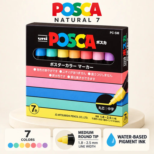 uni POSCA Paint Marker PC-5M Medium Bullet Tip Natural Colors 7-Color Set — Product details