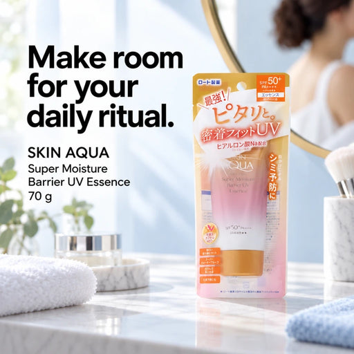 Rohto Skin Aqua Super Moisture Barrier UV Essence 70g — Usage illustration