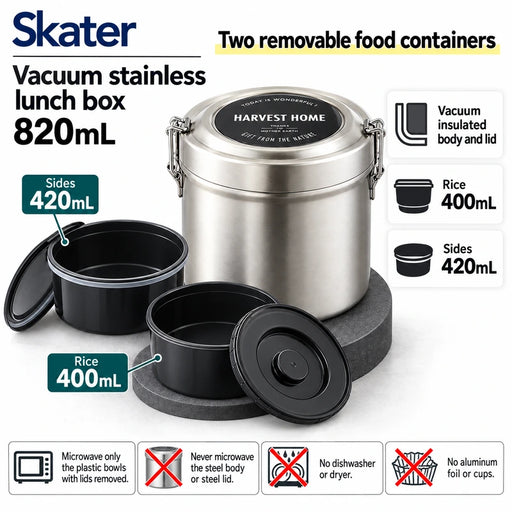 Skater Vacuum-Insulated Stainless Steel Lunch Box 820ml — Product details