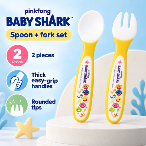 Skater Baby Spoon and Fork Set Baby Shark Yellow (2 Pieces) — Product details